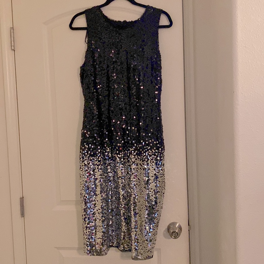 Party dress perfect for New Year celebrations. NY&Co lined sequenced dress.